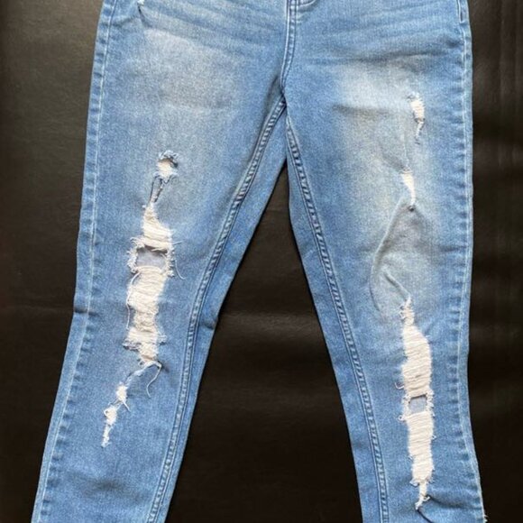 HT Denim: Indigo Destructed Mom Jeans (Size: 0) NWOT - Picture 10 of 12
